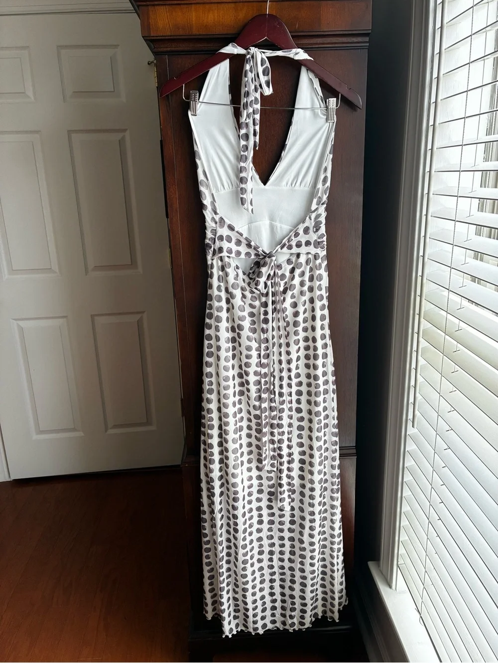 Viral TikTok Polka Dot Halter Maxi Dress M - Picture 8 of 10